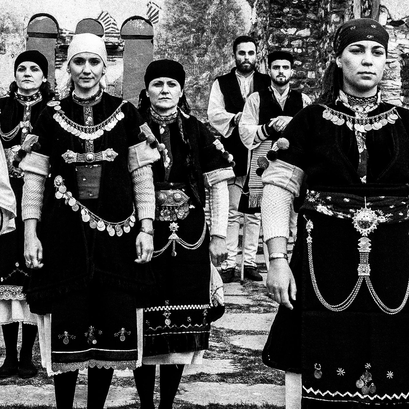 Black and White Photography Wall Art Greece | Costumes of Prespes at St. Achillios Cathedral W. Macedonia by George Tatakis - detailed view