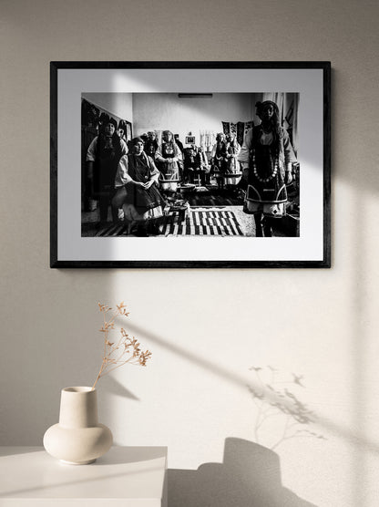 Black and White Photography Wall Art Greece | Costumes of Skopos at the local Museum Florina W. Macedonia by George Tatakis - single framed photo