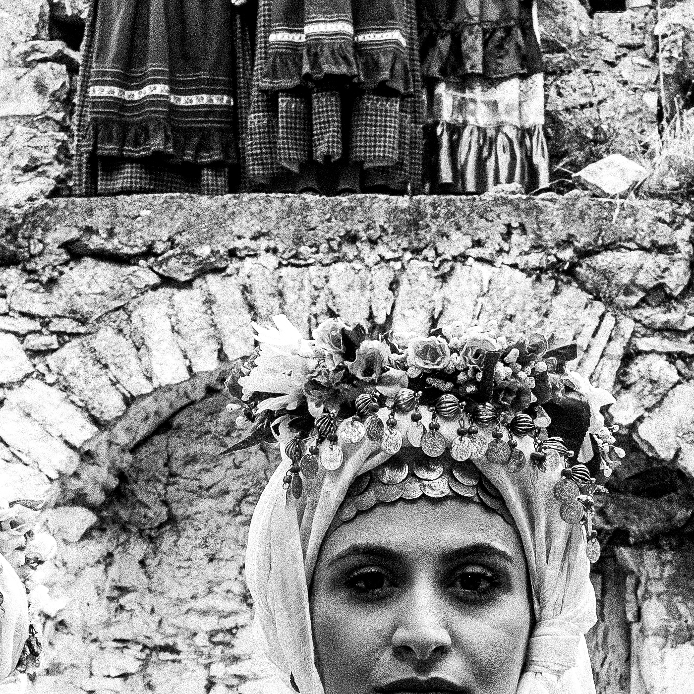 Black and White Photography Wall Art Greece | Costumes of Agios Georgios Sykoussis Kampochorea Chios island Greece by George Tatakis - detailed view