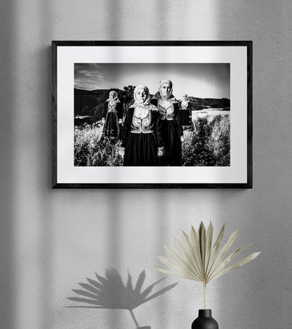 Black and White Photography Wall Art Greece | Costumes of Geraki in Lakonia Peloponnese by George Tatakis - single framed photo