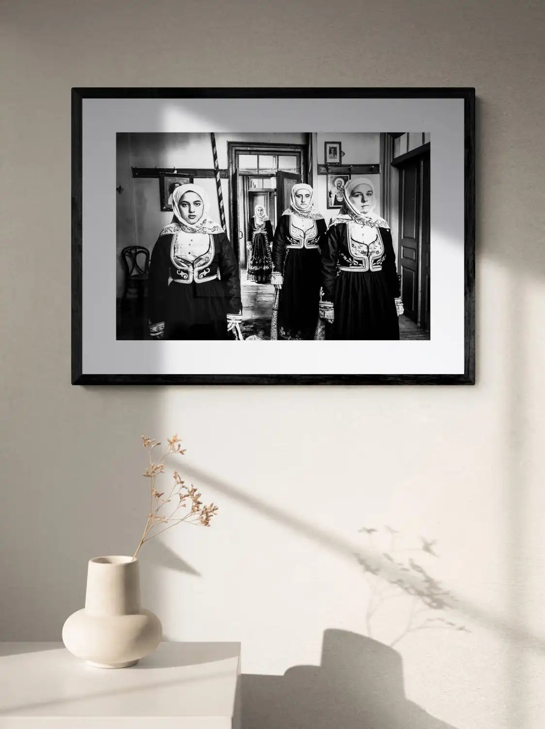 Black and White Photography Wall Art Greece | Costumes of Geraki in a traditional home Lakonia Peloponnese by George Tatakis - single framed photo