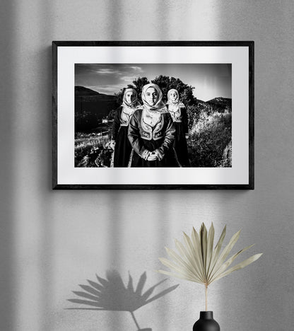 Black and White Photography Wall Art Greece | Costumes of Geraki in Lakonia Peloponnese by George Tatakis - single framed photo