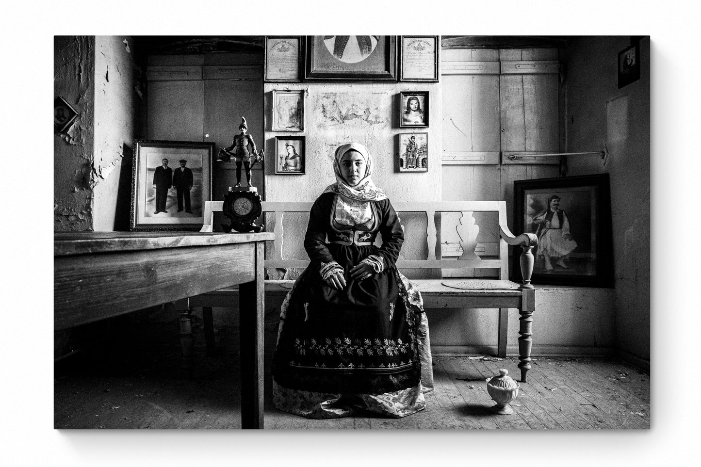 Black and White Photography Wall Art Greece | Costume of Geraki in a traditional home Lakonia Peloponnese by George Tatakis - whole photo