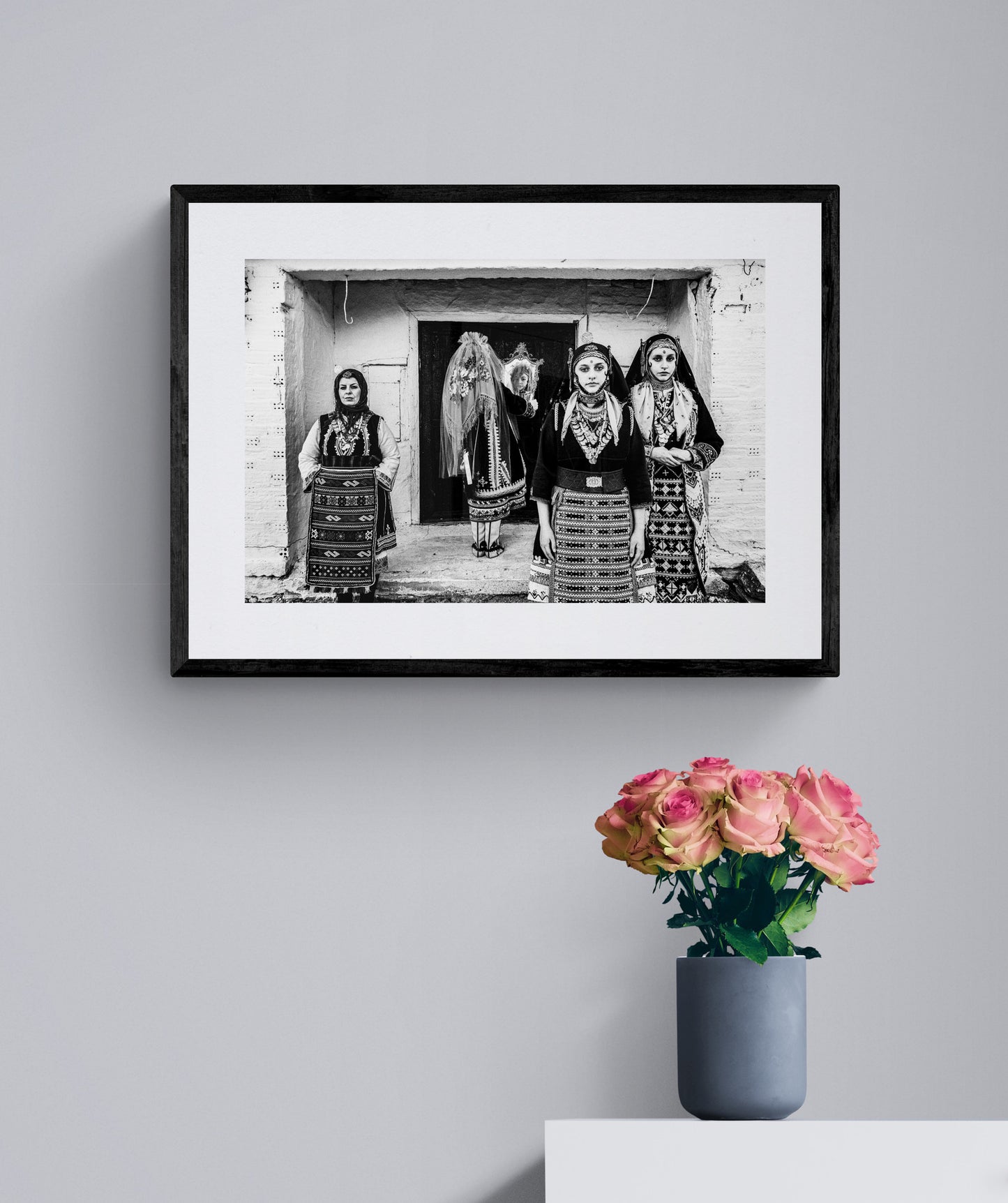 Black and White Photography Wall Art Greece | Bride at Isaakion holding mirror Thrace by George Tatakis - single framed photo