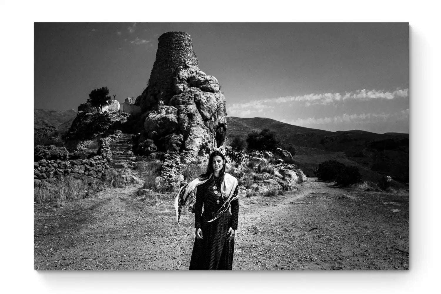 Black and White Photography Wall Art Greece | Castle Kalymnos Dodecanese by George Tatakis - whole photo