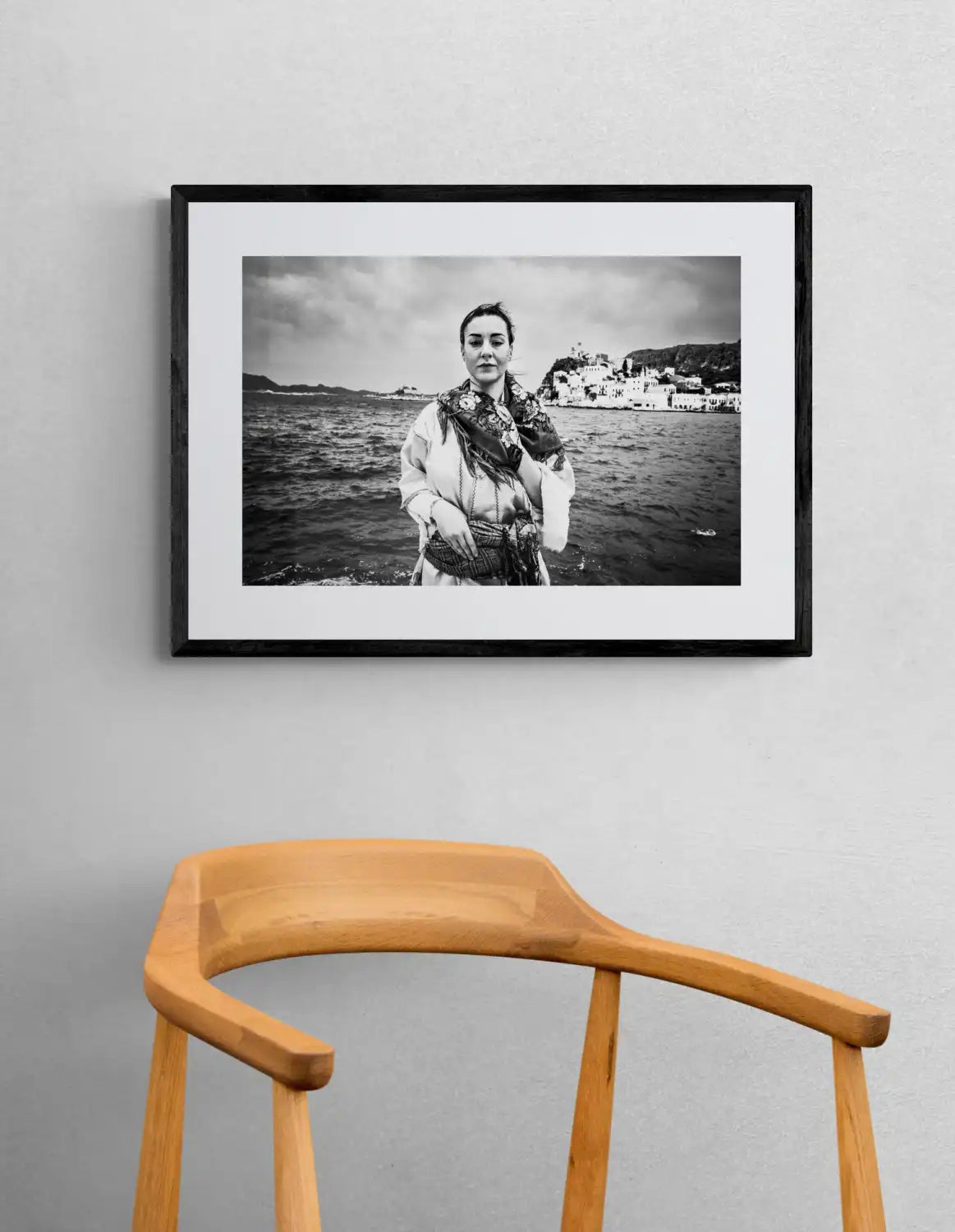 Black and White Photography Wall Art Greece | Costume of Kastellorizon island by the sea Dodecanese Greece by George Tatakis - single framed photo