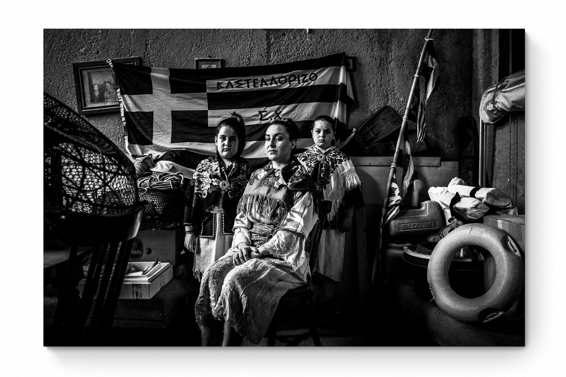 Black and White Photography Wall Art Greece | Costumes of Kastellorizon island in a traditional local house Dodecanese Greece by George Tatakis - whole photo