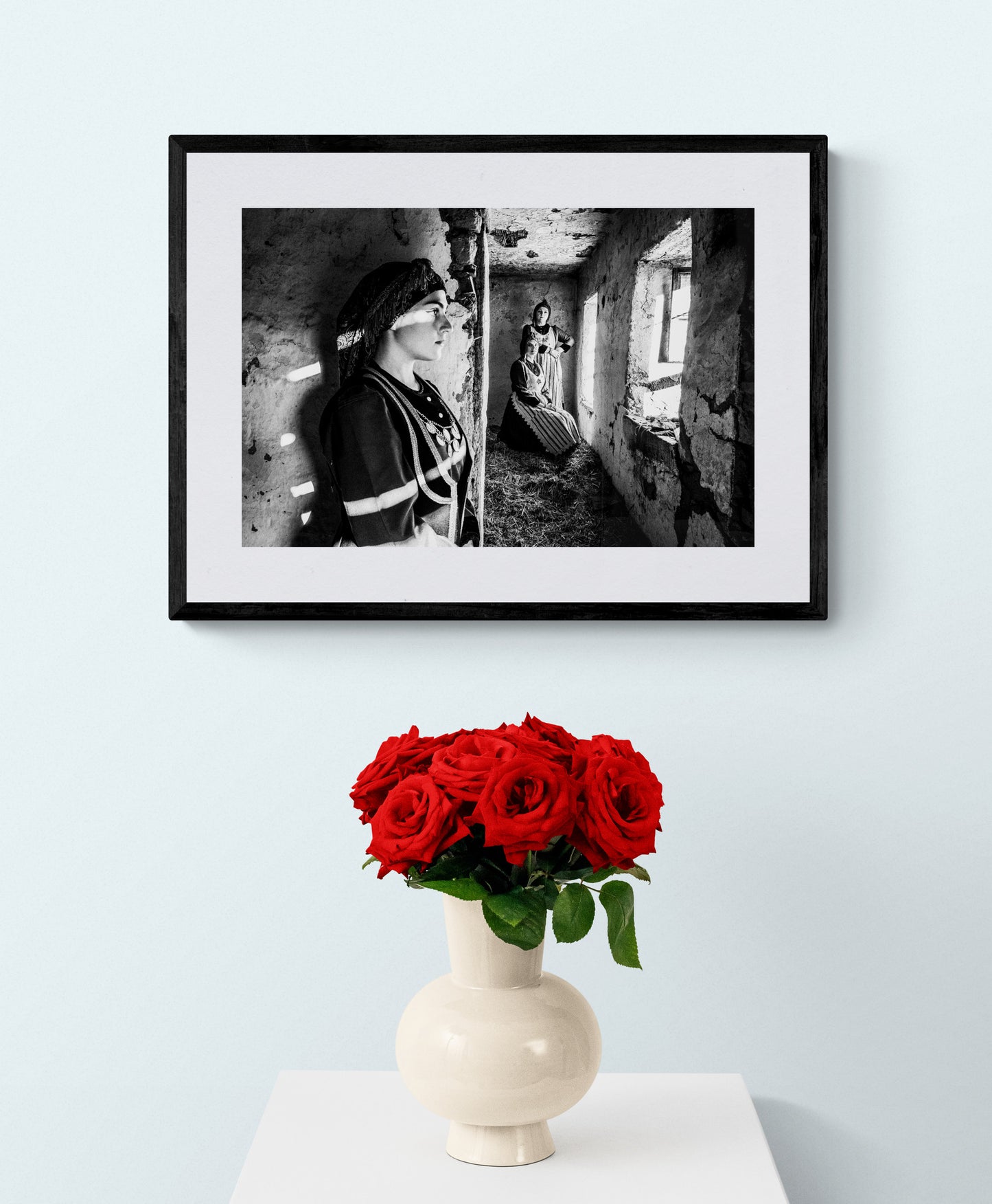 Black and White Photography Wall Art Greece | Three ladies in Lefki Kastoria W. Macedonia by George Tatakis - single framed photo