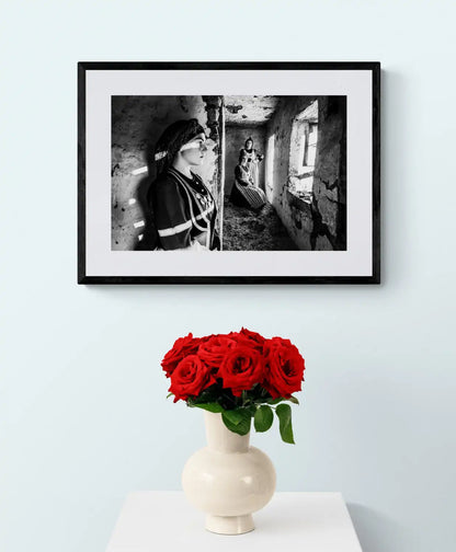 Black and White Photography Wall Art Greece | Three ladies in Lefki Kastoria W. Macedonia by George Tatakis - single framed photo