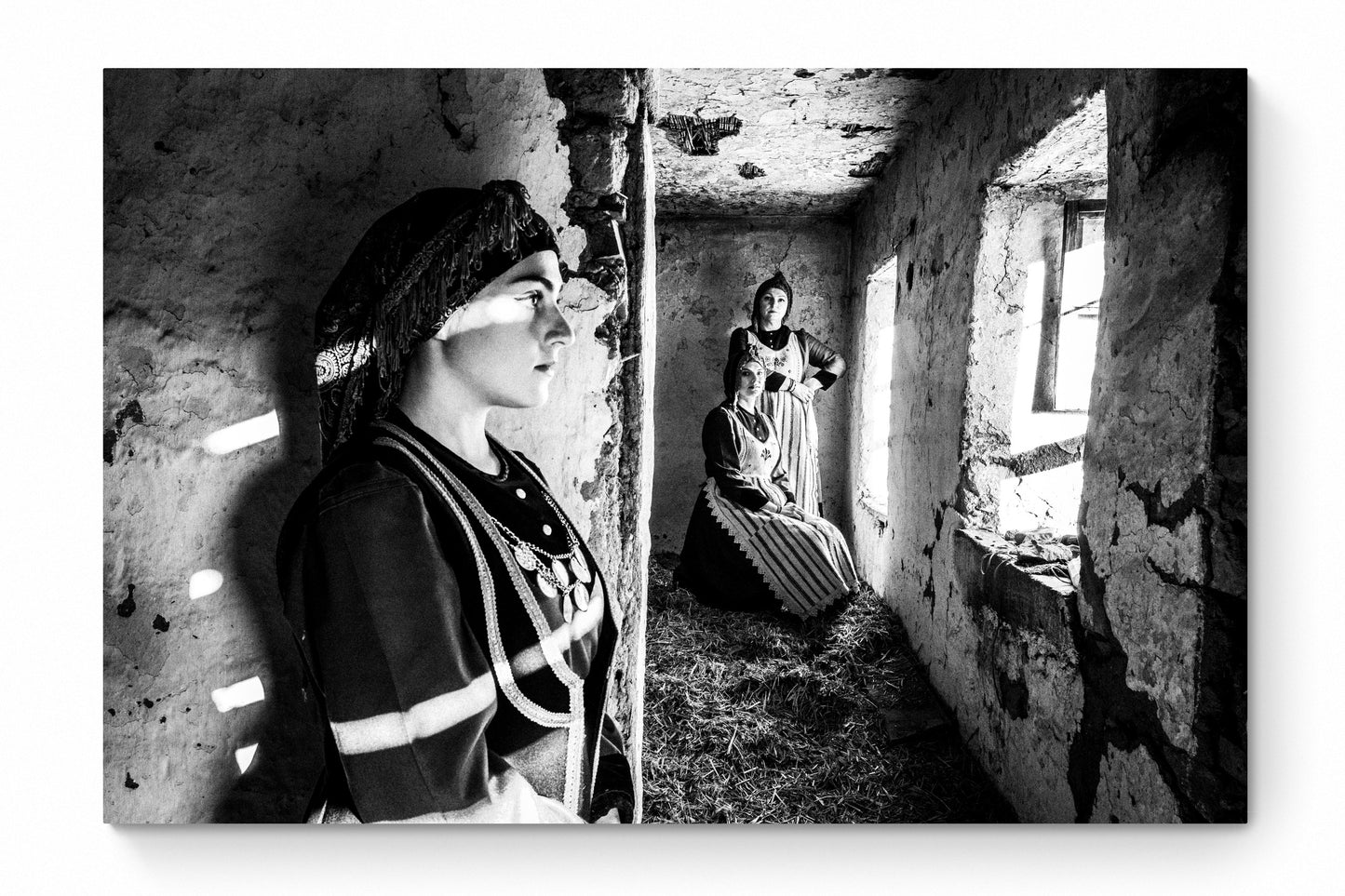 Black and White Photography Wall Art Greece | Three ladies in Lefki Kastoria W. Macedonia by George Tatakis - whole photo