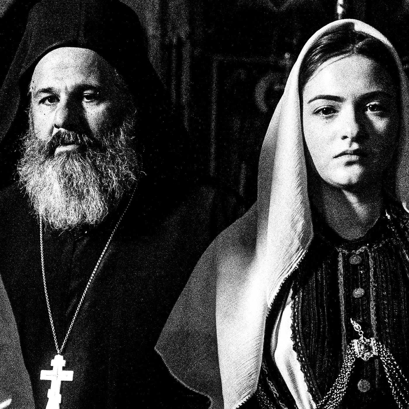 Black and White Photography Wall Art Greece | Costumes of Kladorachi with a local priest Florina W. Macedonia by George tatakis - detailed view