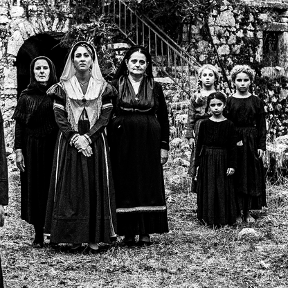 Black and White Photography Wall Art Greece | Costumes of Lefkada island at a backyard Ionian Sea by George Tatakis - detailed view
