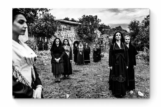 Black and White Photography Wall Art Greece | Costumes of Lefkada island at a backyard Ionian Sea by George Tatakis - whole photo