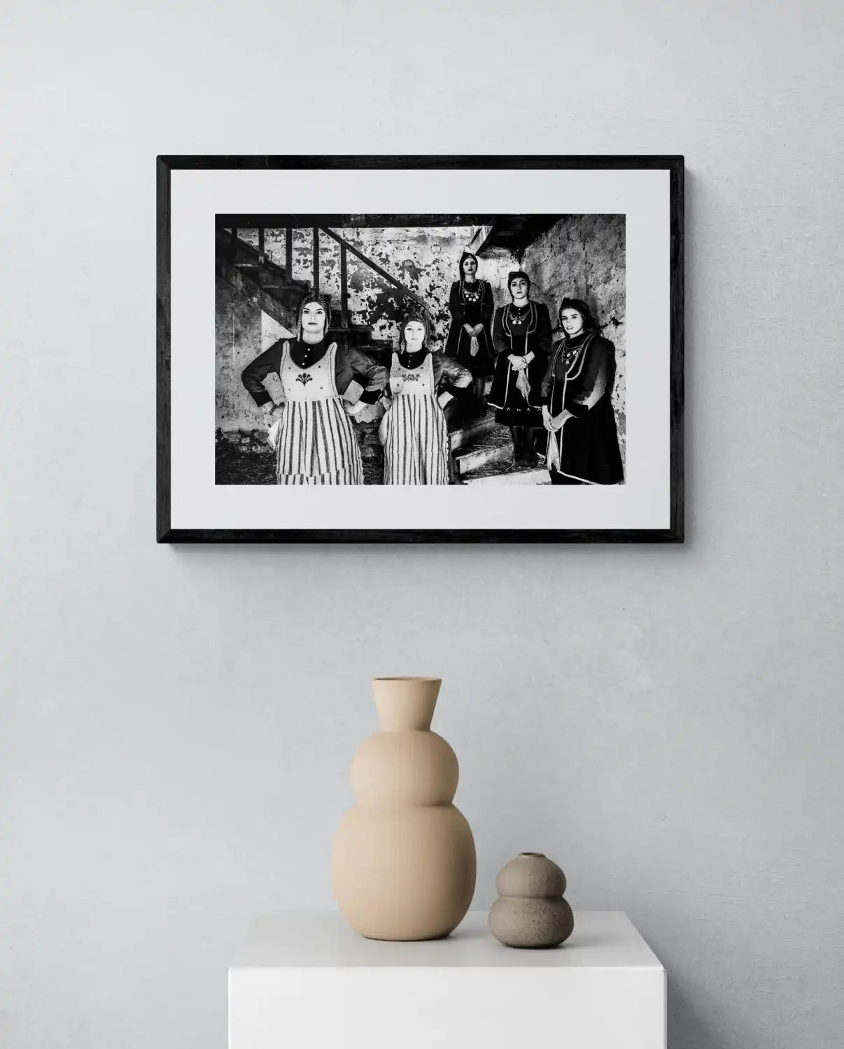 Black and White Photography Wall Art Greece | Rural costumes of Kastoria in Lefki village W. Macedonia by George Tatakis - single framed photo