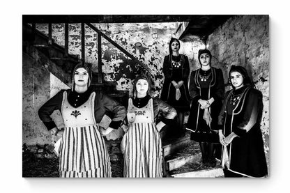 Black and White Photography Wall Art Greece | Rural costumes of Kastoria in Lefki village W. Macedonia by George Tatakis - whole photo