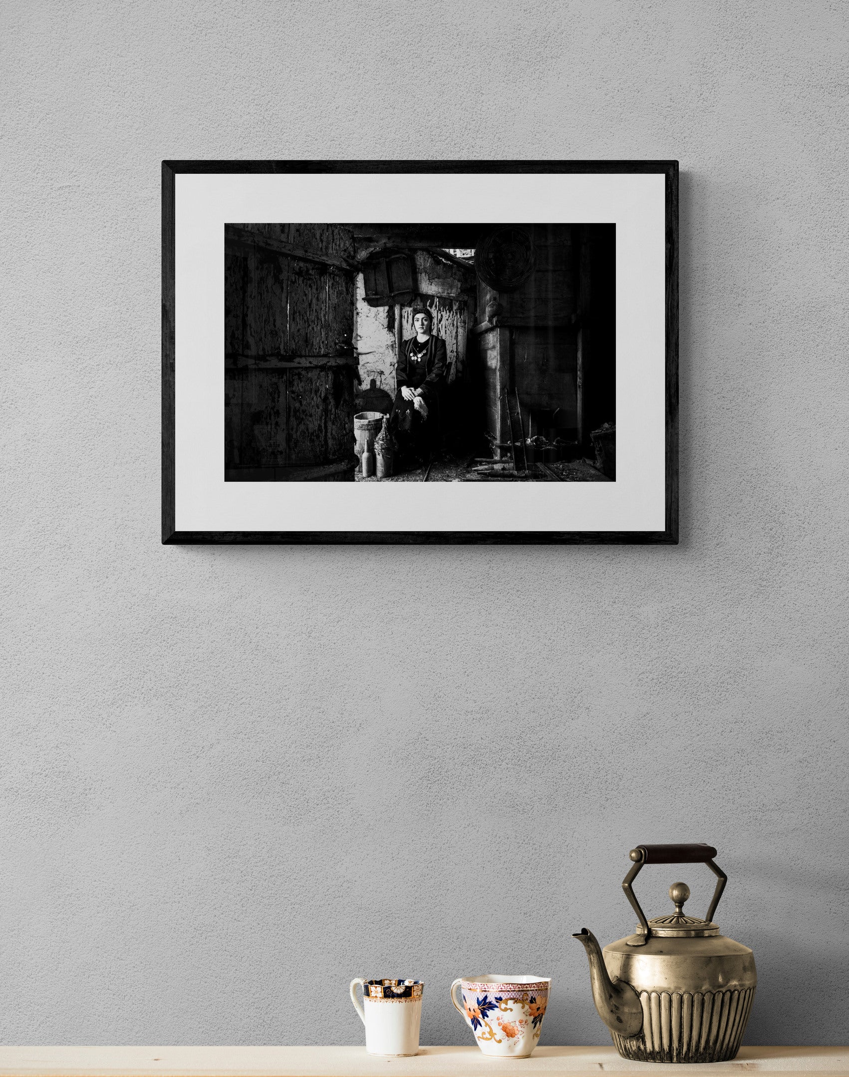 Black and White Photography Wall Art Greece | Rural costume of Kastoria in Lefki village W. Macedonia by George Tatakis - single framed photo