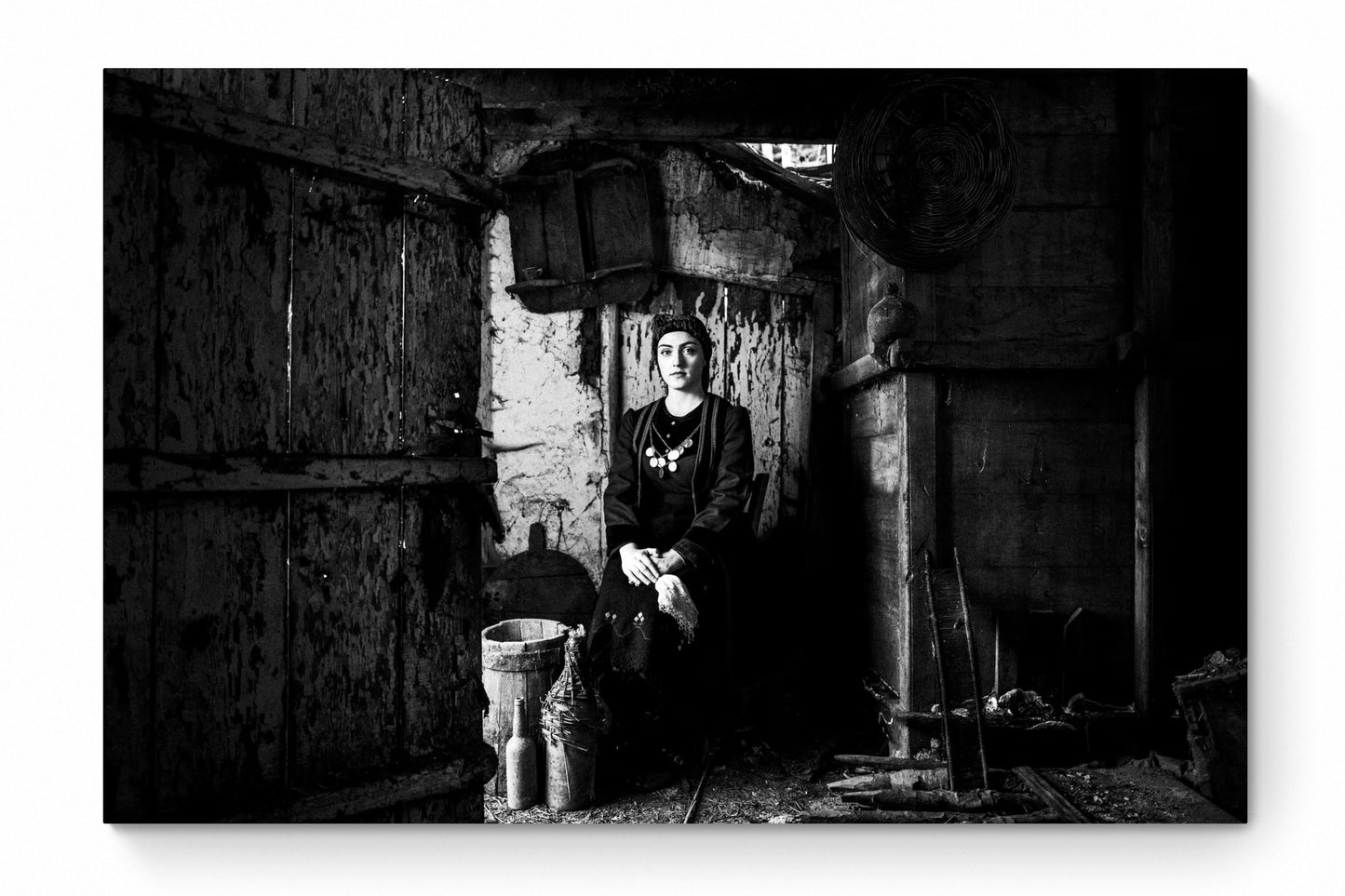 Black and White Photography Wall Art Greece | Rural costume of Kastoria in Lefki village W. Macedonia by George Tatakis - whole photo