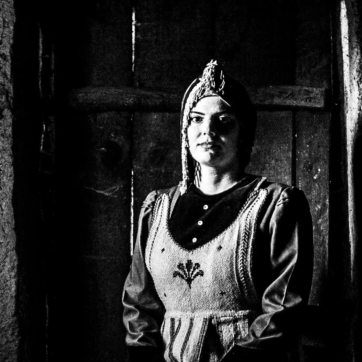 Black and White Photography Wall Art Greece | Rural costume of Kastoria in Lefki village W. Macedonia by George Tatakis - detailed view