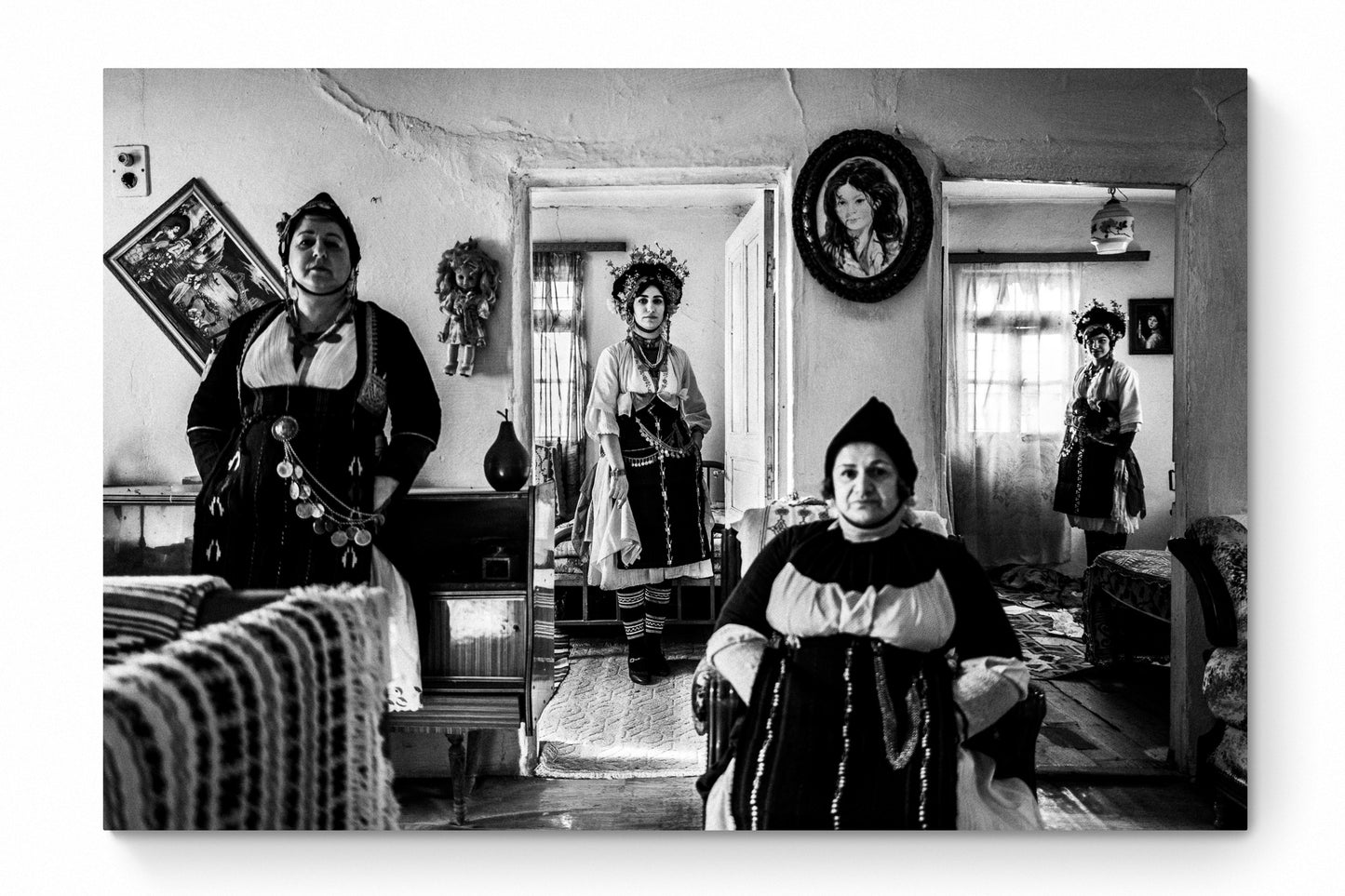 Black and White Photography Wall Art Greece | Costumes of Roumlouki Meliki Imathia Macedonia by George Tatakis - whole photo