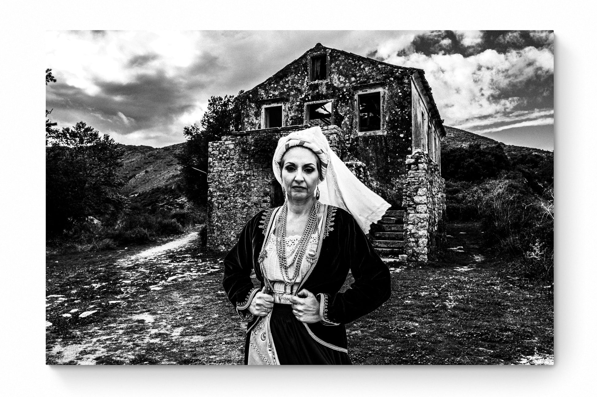 Black and White Photography Wall Art Greece | Costume of northern Corfu island in Palaea Perithea Ionian Sea by George Tatakis - whole photo