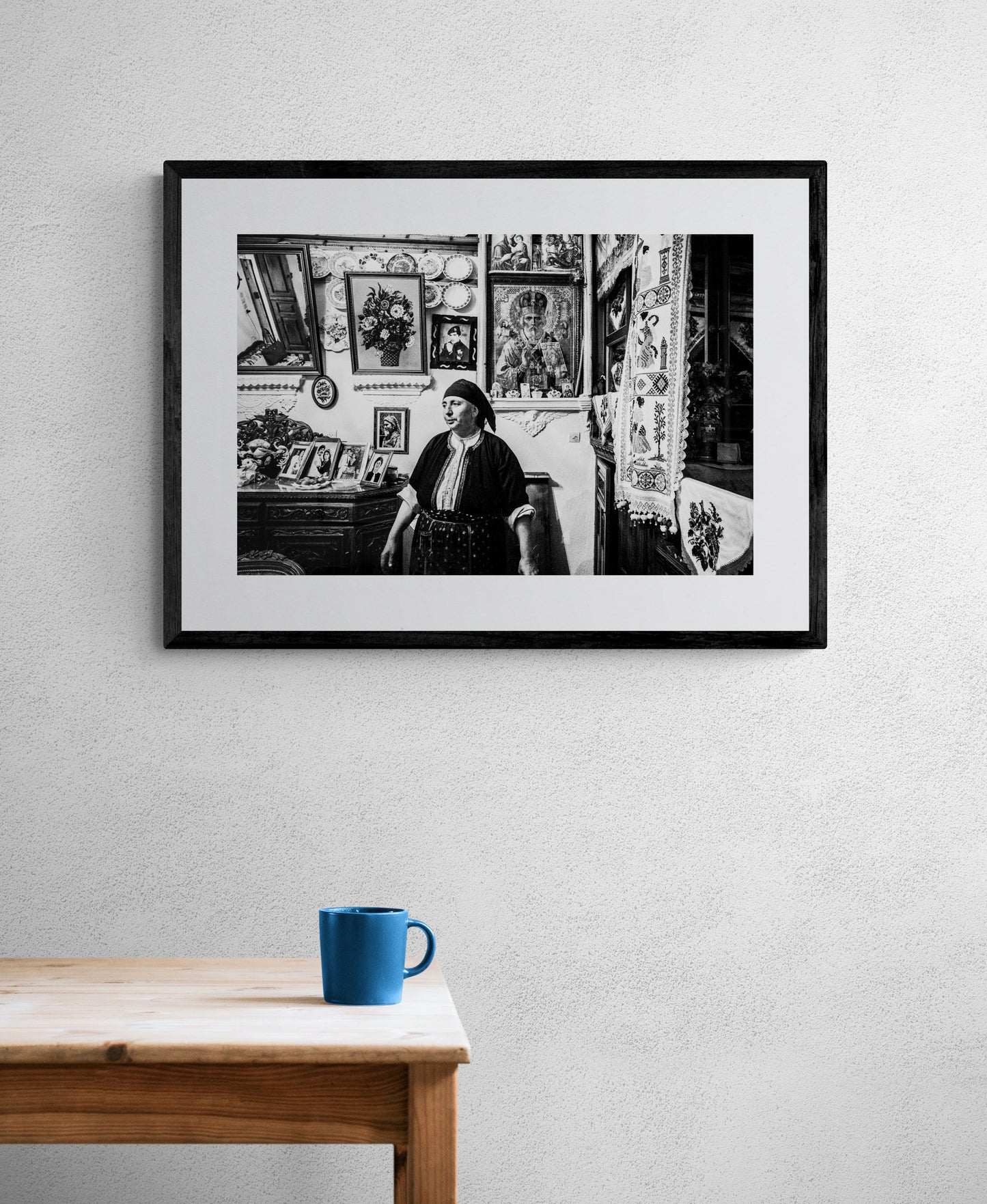 Black and White Photography Wall Art Greece | Woman in a traditional house Olympos Karpathos Dodecanese by George Tatakis - single framed photo