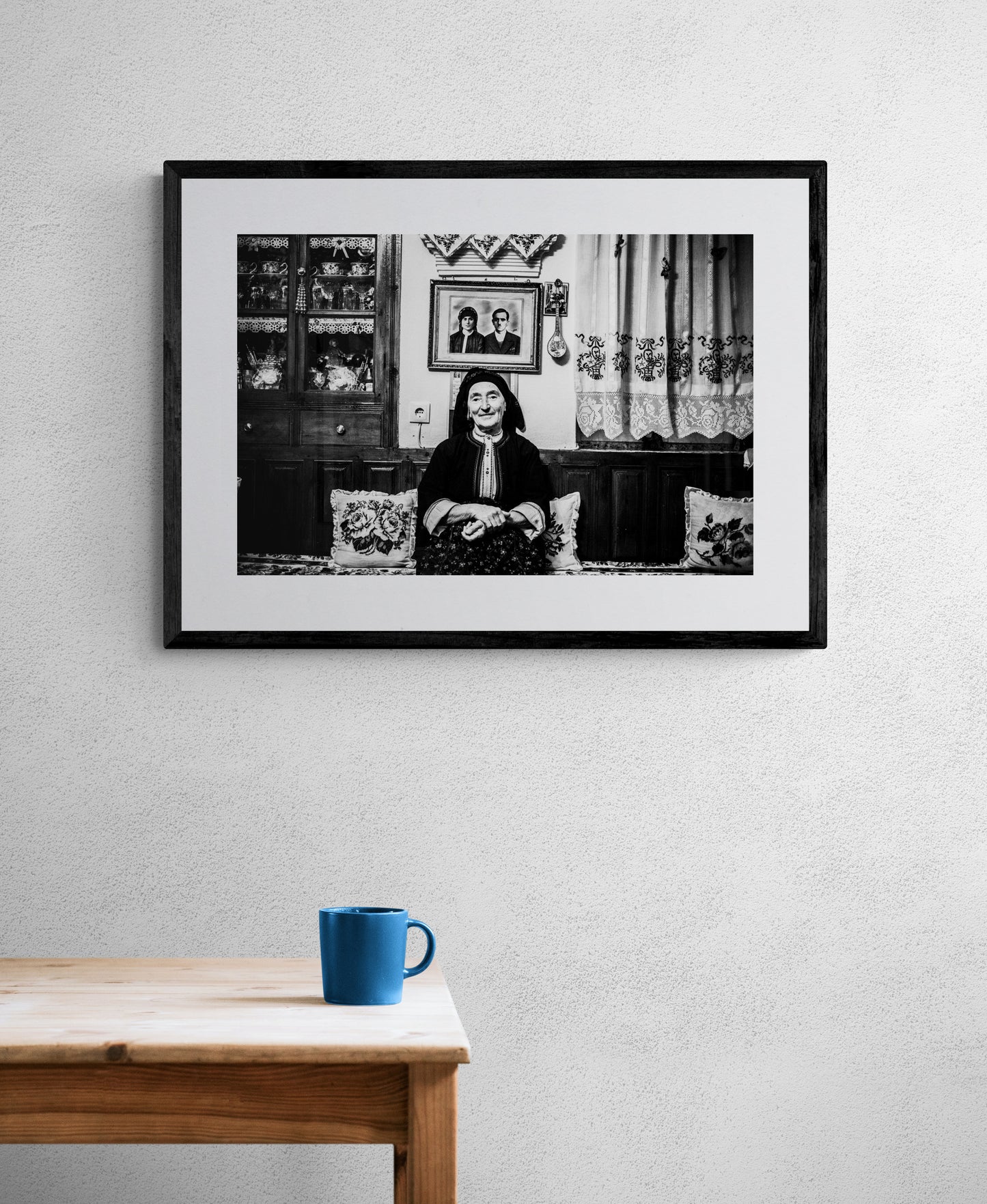 Black and White Photography Wall Art Greece | Woman in a traditional house Olympos Karpathos Dodecanese by George Tatakis - single framed photo
