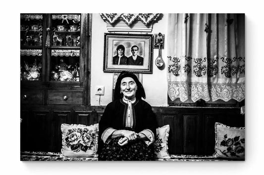 Black and White Photography Wall Art Greece | Woman in a traditional house Olympos Karpathos Dodecanese by George Tatakis - whole photo