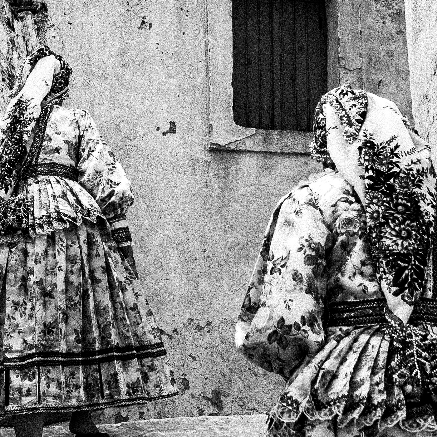 Black and White Photography Wall Art Greece | Women going to the church in Olympos Karpathos by George Tatakis - detailed view