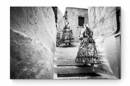 Black and White Photography Wall Art Greece | Women going to the church in Olympos Karpathos by George Tatakis - whole photo