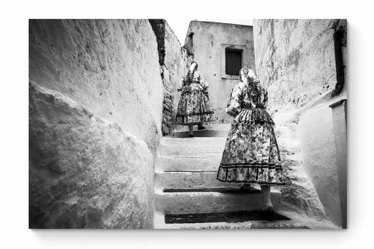 Black and White Photography Wall Art Greece | Women going to the church in Olympos Karpathos by George Tatakis - whole photo