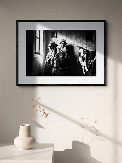Black and White Photography Wall Art Greece | Two ladies at Paliouri Thrace by George Tatakis - single framed photo