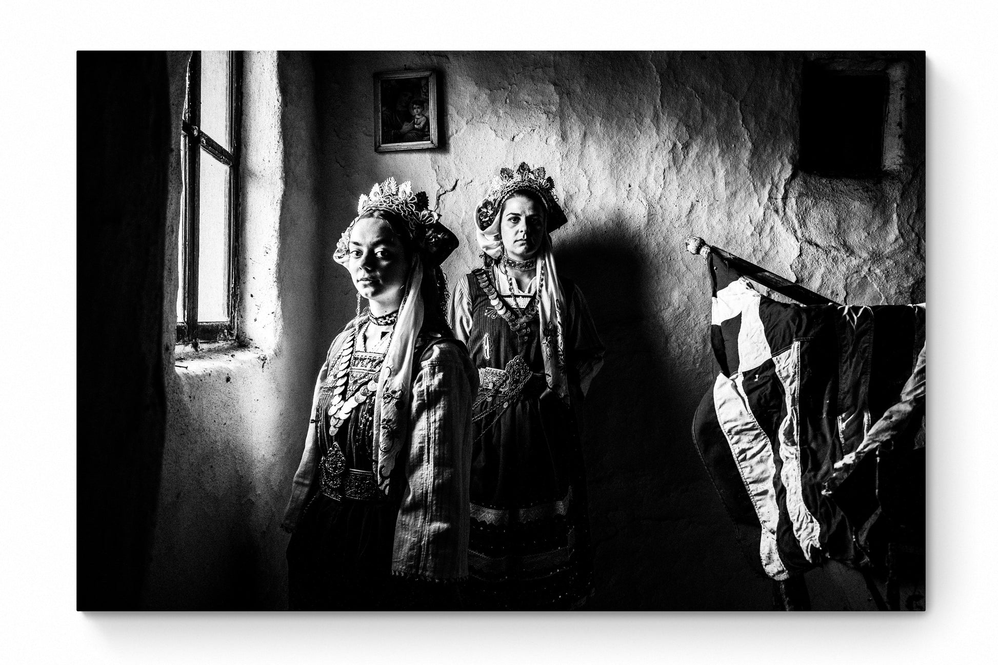 Black and White Photography Wall Art Greece | Two ladies at Paliouri Thrace by George Tatakis - whole photo