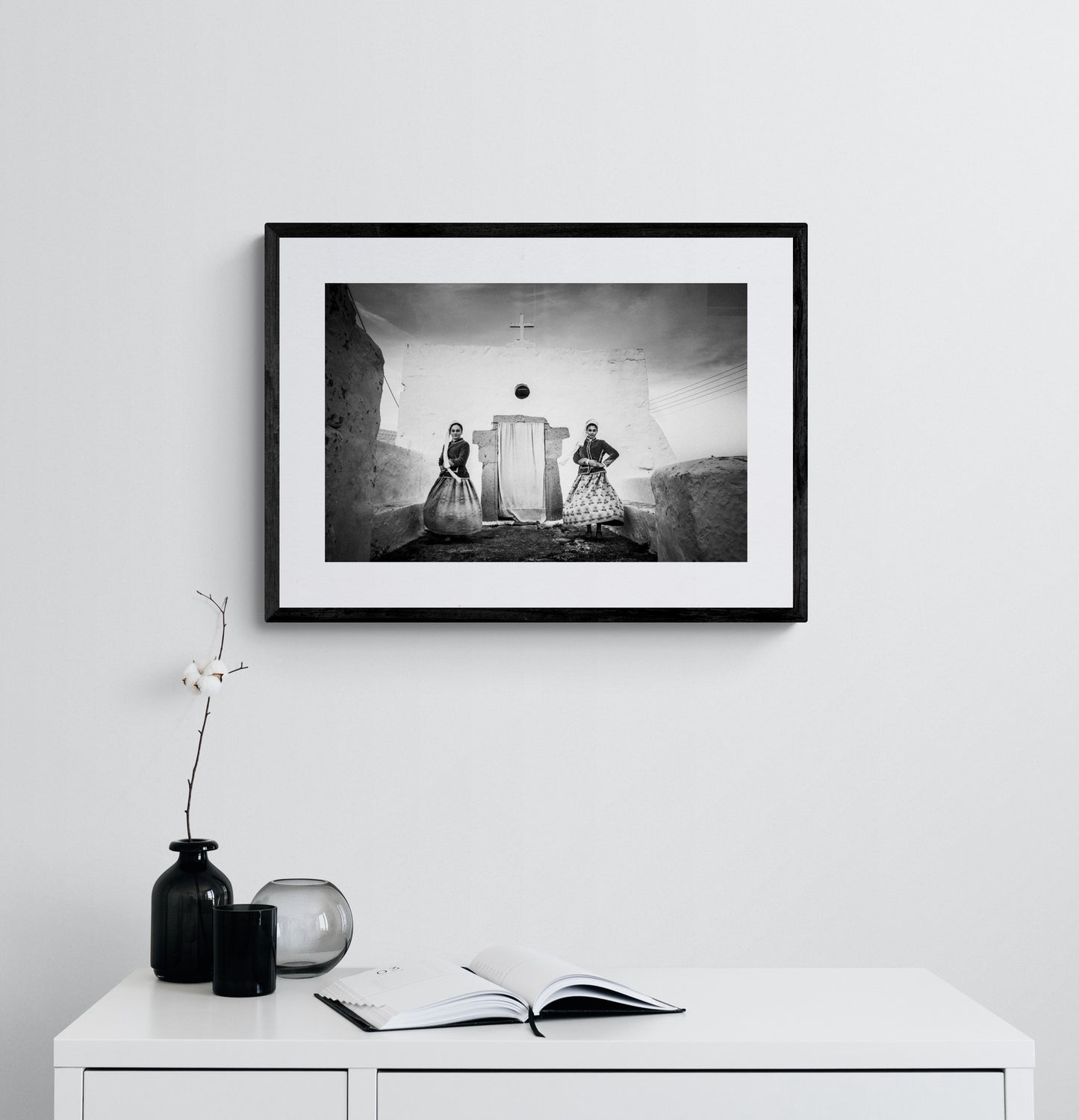 Black and White Photography Wall Art Greece | Spinning in Patmos Dodecanese by George Tatakis - single framed photo