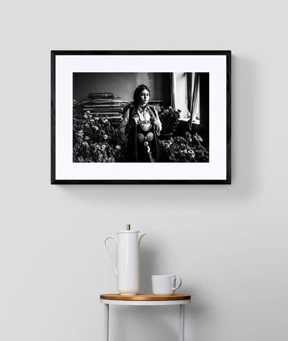 Black and White Photography Wall Art Greece | Costume of Polypotamos around Geranium Florina W. Macedonia by George Tatakis - single framed photo