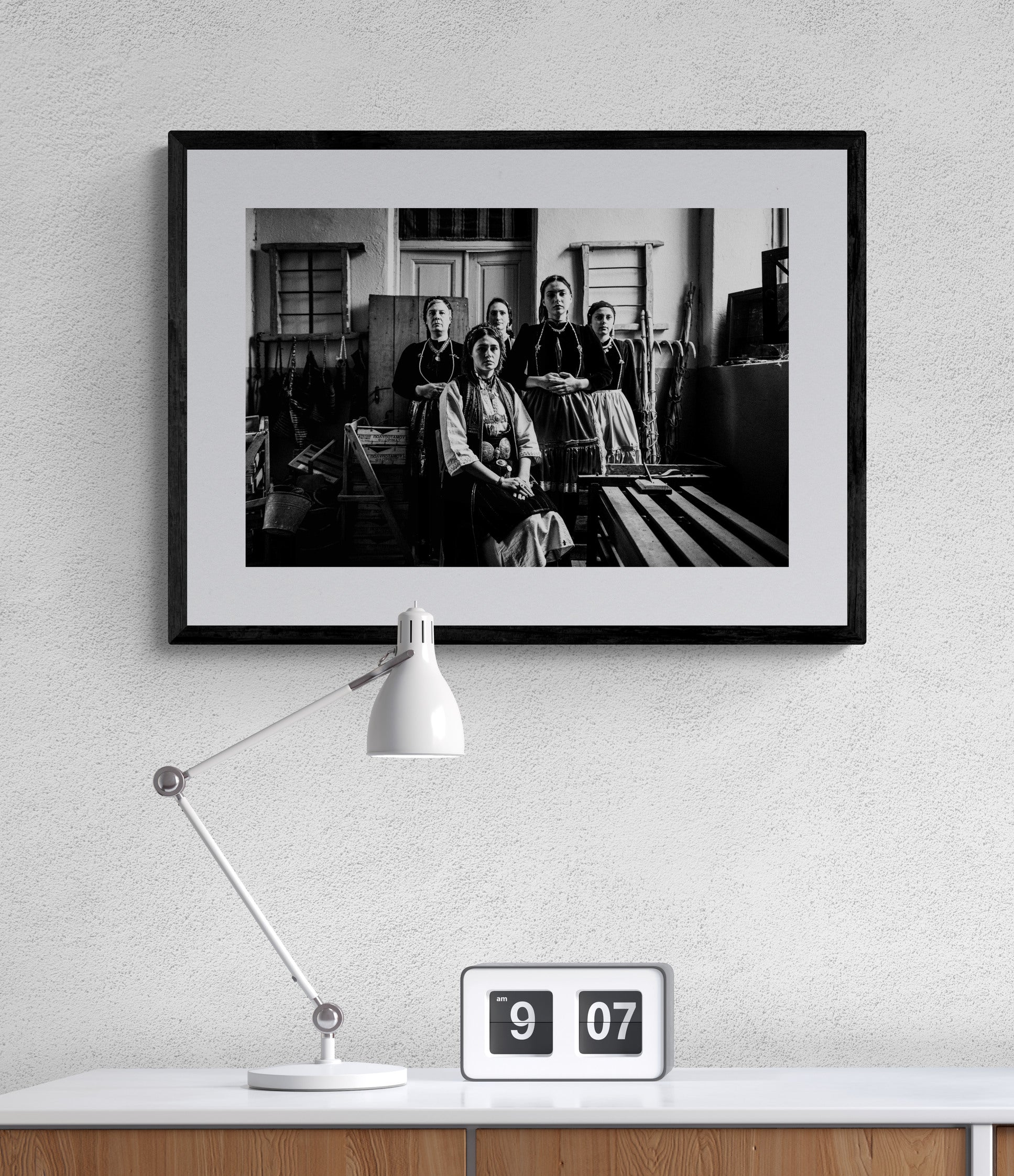 Black and White Photography Wall Art Greece | Costumes of Polypotamos at the local Museum Florina W. Macedonia by George Tatakis - single framed photo