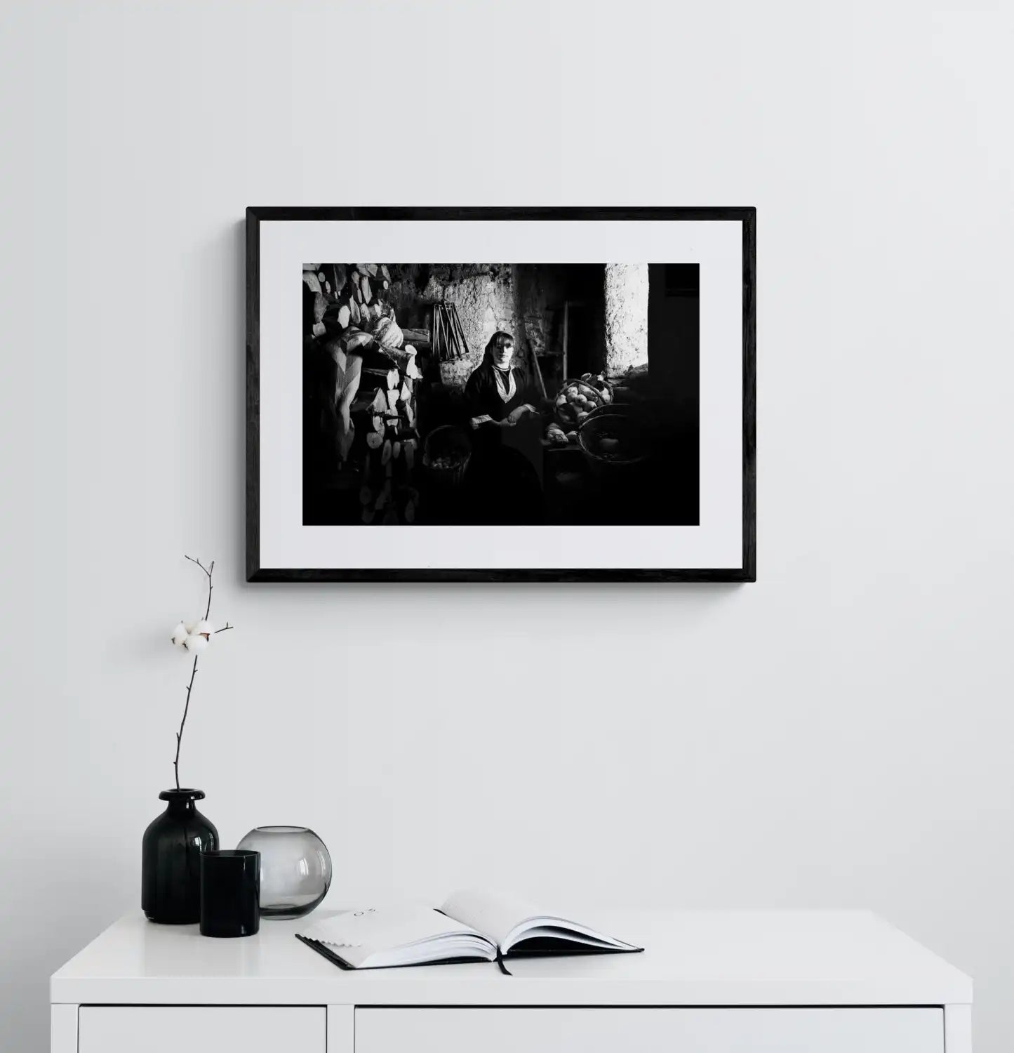 Black and White Photography Wall Art Greece | Costume of Prespes W. Macedonia by George Tatakis - single framed photo