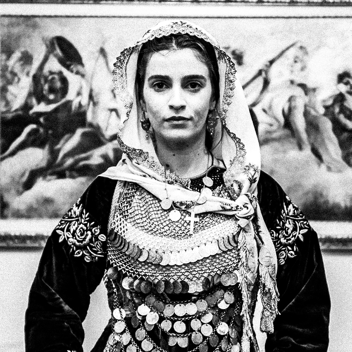 Black and White Photography Wall Art Greece | Engagement costume of Salamina Attica by George Tatakis - detailed view