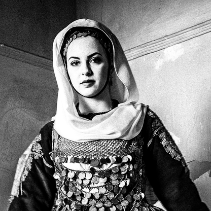 Black and White Photography Wall Art Greece | Bridal costume of Salamina Attica by George Tatakis - detailed view