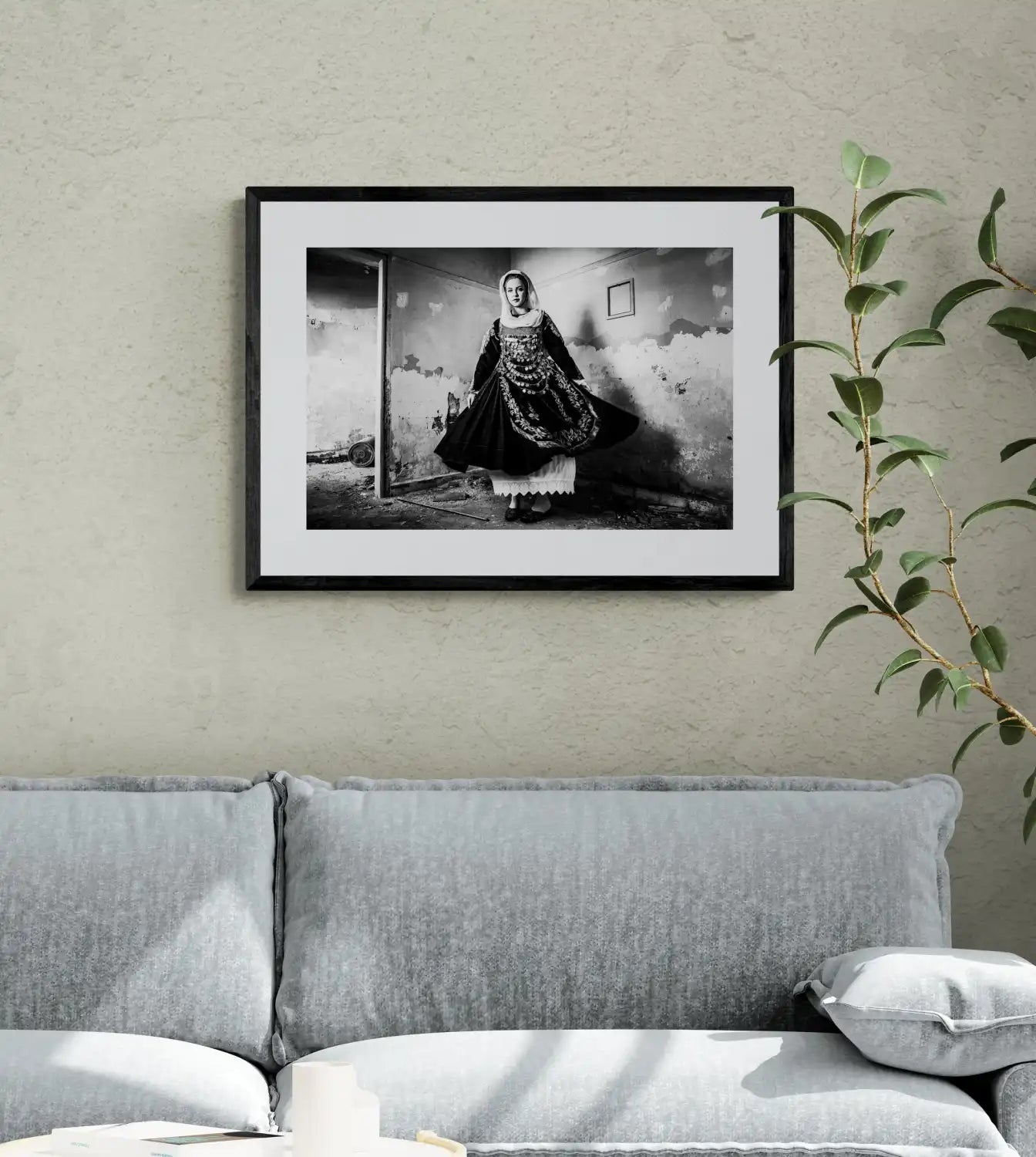 Black and White Photography Wall Art Greece | Bridal costume of Salamina Attica by George Tatakis - single framed photo