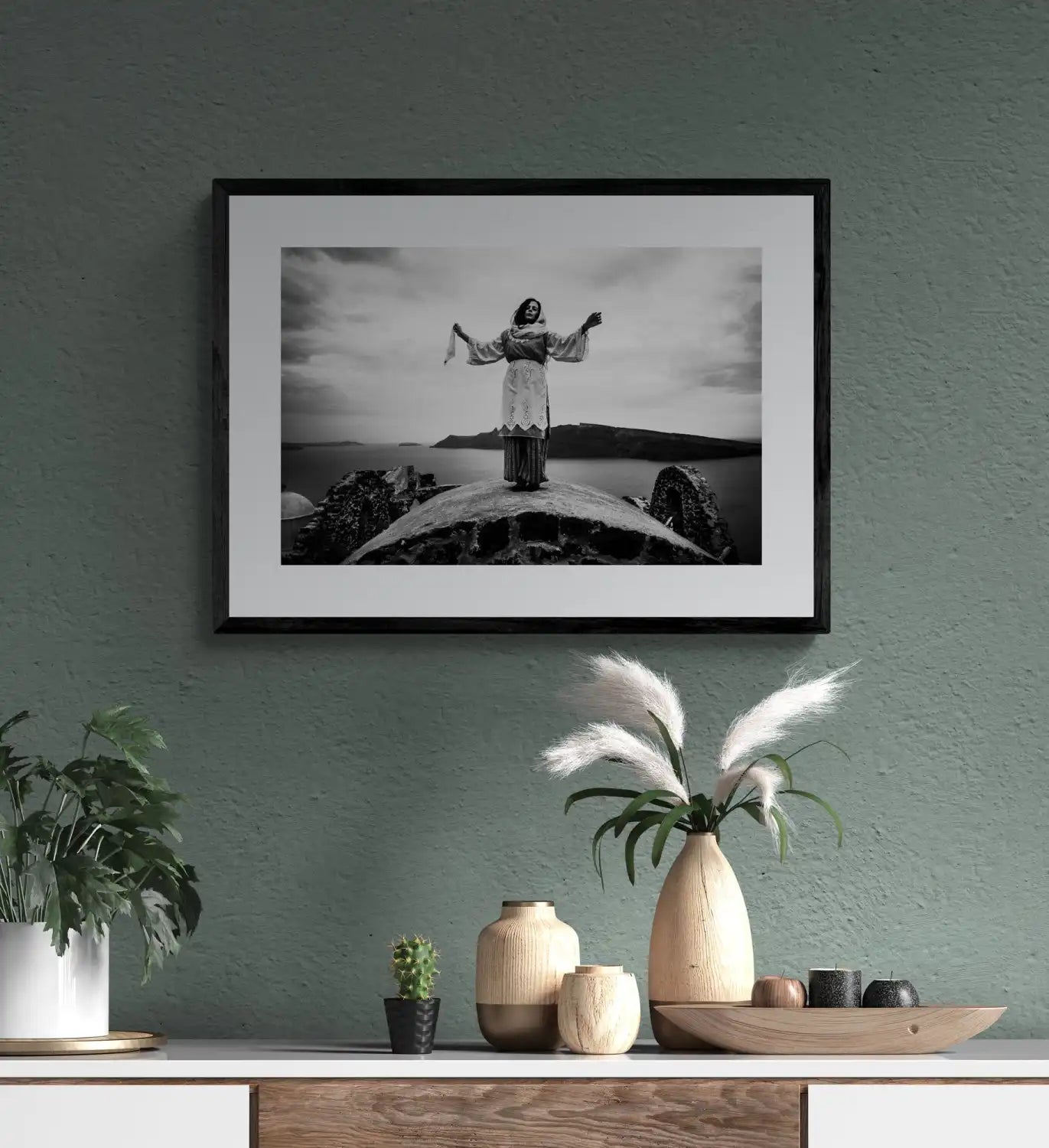 Black and White Photography Wall Art Greece | Oia Santorini Cyclades by George Tatakis - single framed photo