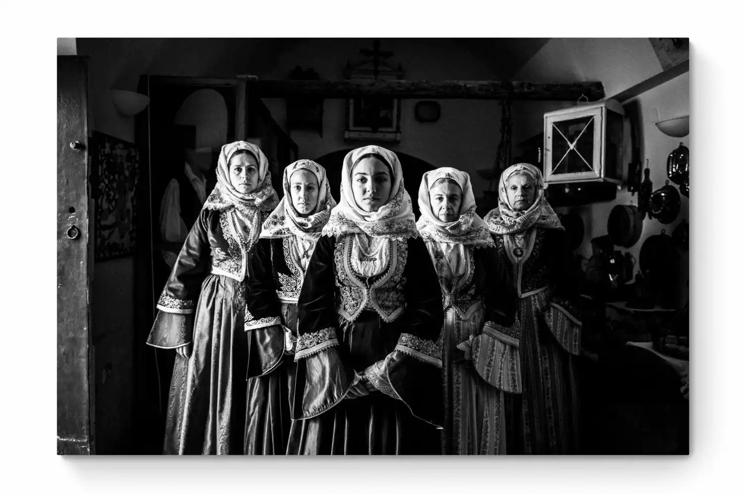 Black and White Photography Wall Art Greece | Bouboulina dresses in Spetses island Saronic gulf by George Tatakis - whole photo