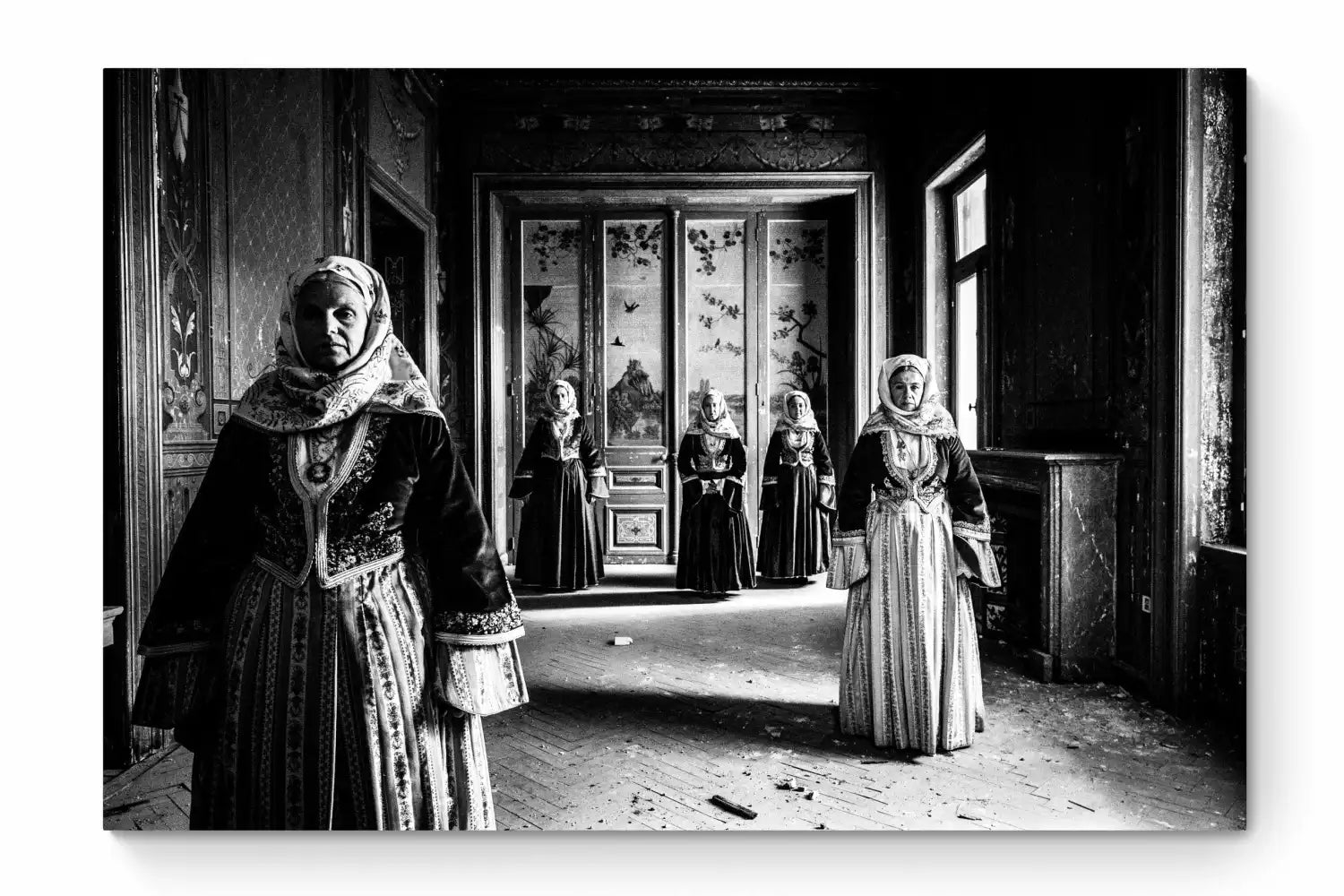 Black and White Photography Wall Art Greece | Bouboulina dresses in Spetses island Anargyros’ mansion Saronic gulf by George Tatakis - whole photo