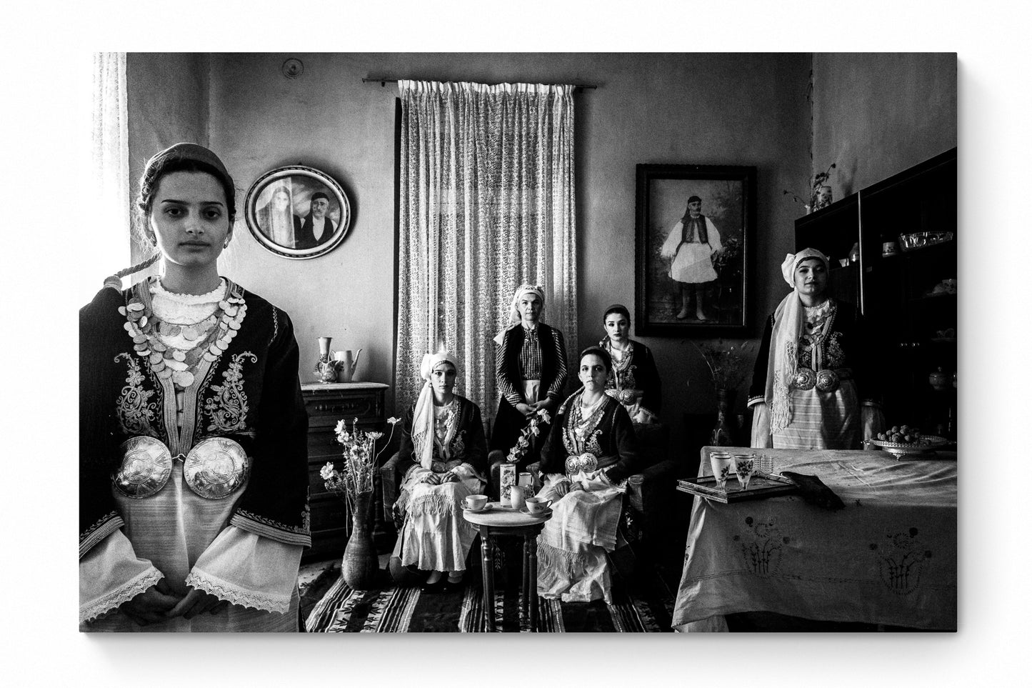 Black and White Photography Wall Art Greece | Costumes of Tegea in a traditional home Arcadia Peloponnese by George Tatakis - whole photo