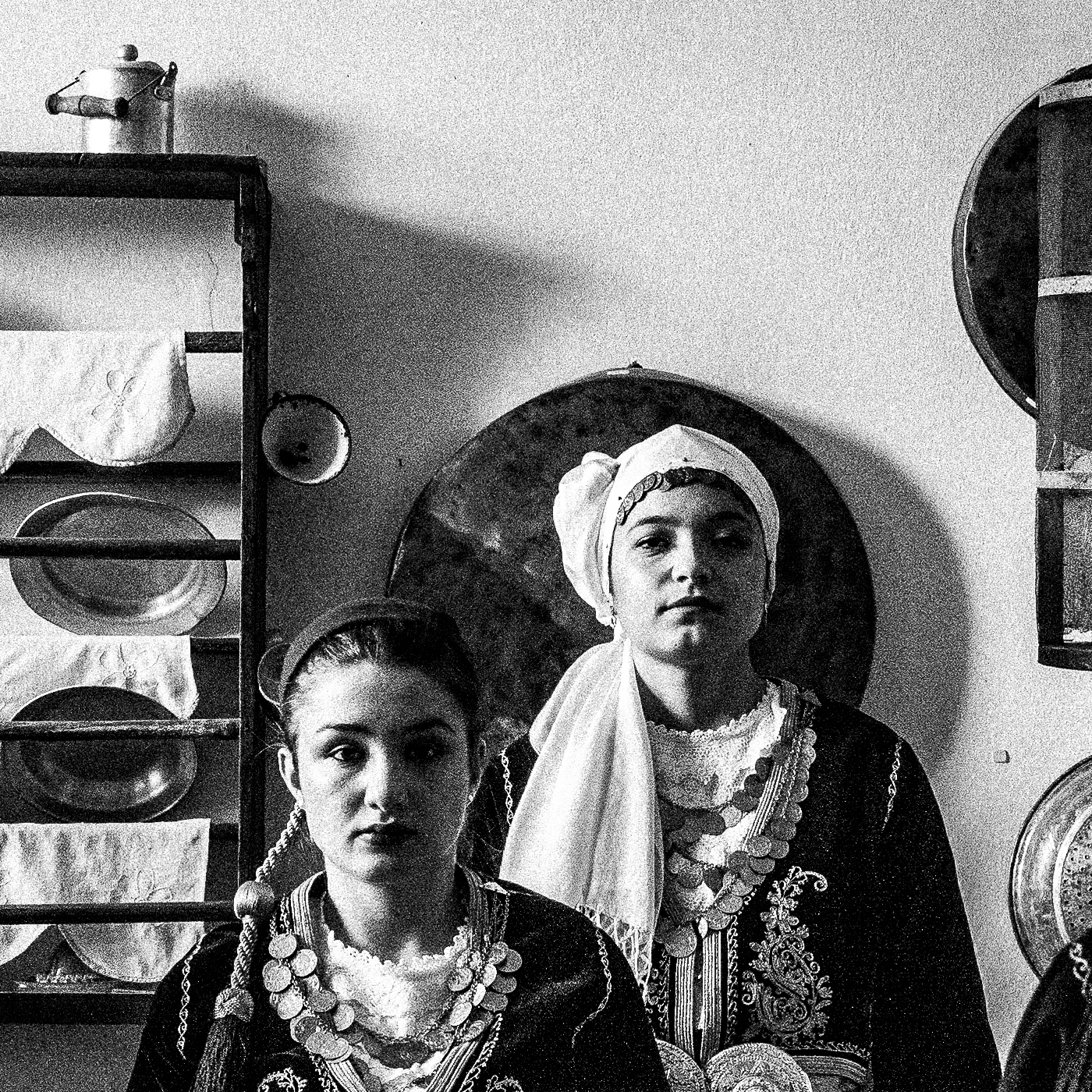 Black and White Photography Wall Art Greece | Costumes of Tegea in a kitchen Arcadia Peloponnese by George Tatakis - detailed view