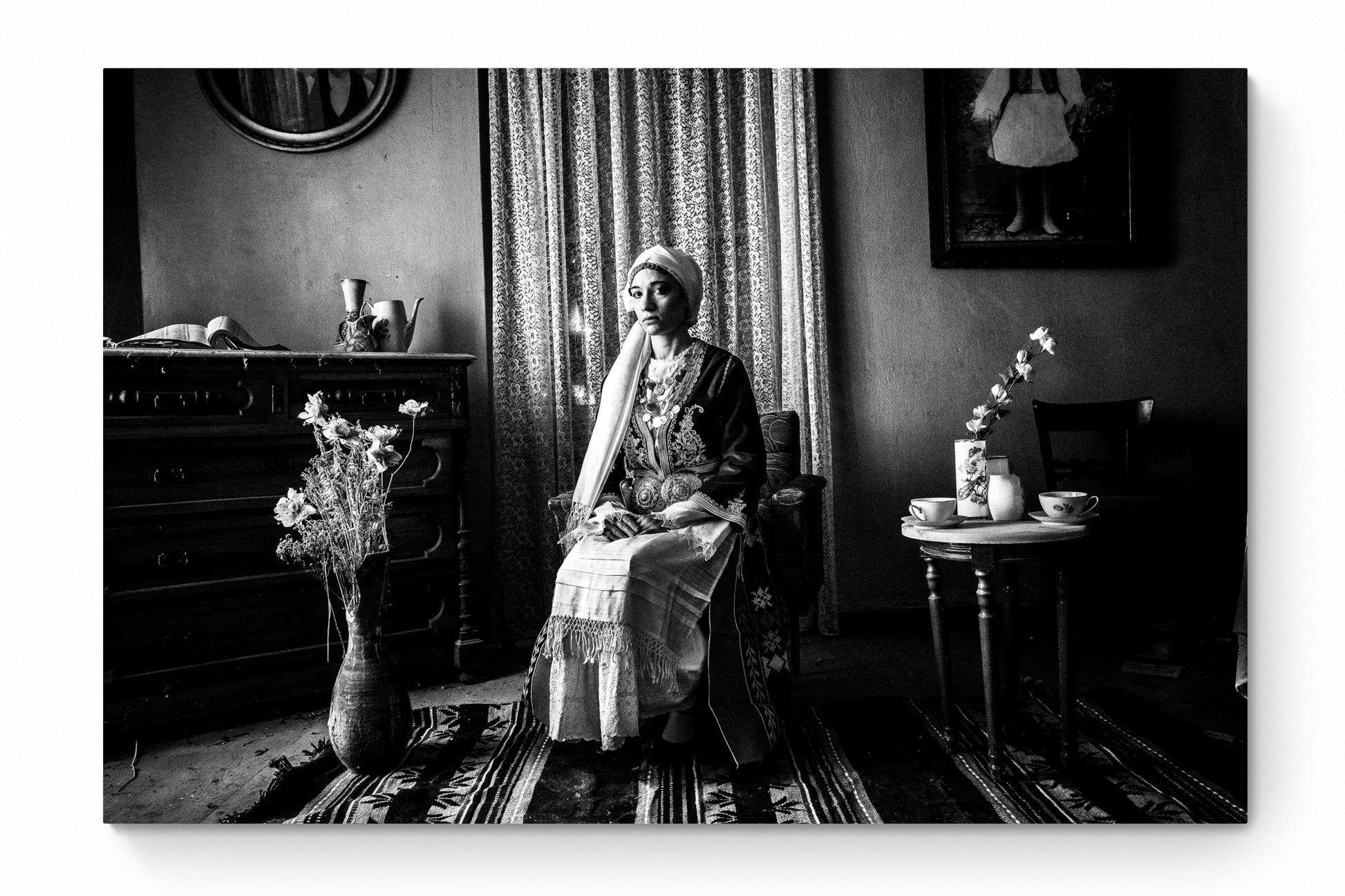 Black and White Photography Wall Art Greece | Costume of Tegea in a traditional home Arcadia Peloponnese by George Tatakis - whole photo