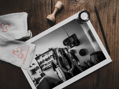 Black and White Photography Wall Art Greece | Costumes of Tegea in a kitchen Arcadia Peloponnese by George Tatakis - photo print on table