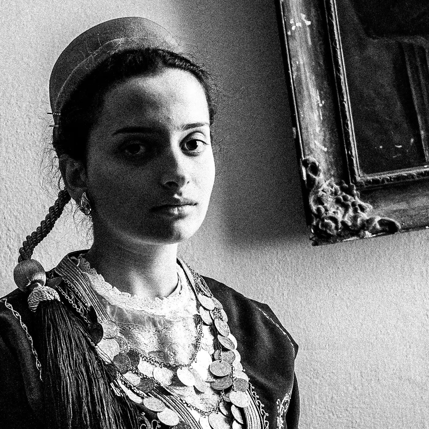 Black and White Photography Wall Art Greece | Costume of Tegea in a traditional home Arcadia Peloponnese by George Tatakis - detailed view