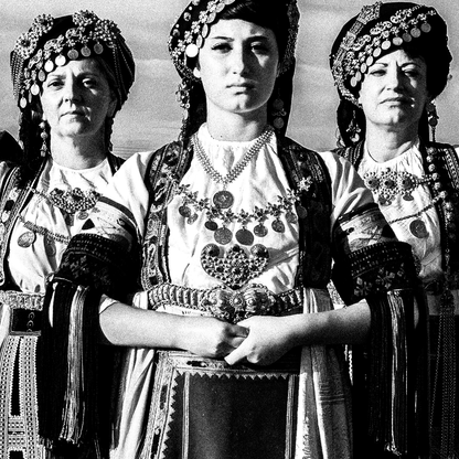 Black and White Photography Wall Art Greece | Karagouna dresses in Glinos Trikala Thessaly by George Tatakis - detailed view