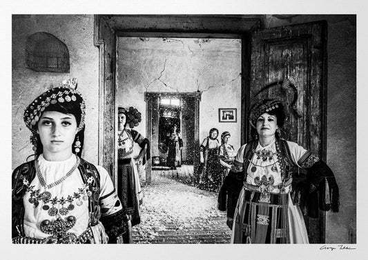 Black and White Photography Wall Art Greece | Karagouna dresses in Glinos Trikala Thessaly by George Tatakis