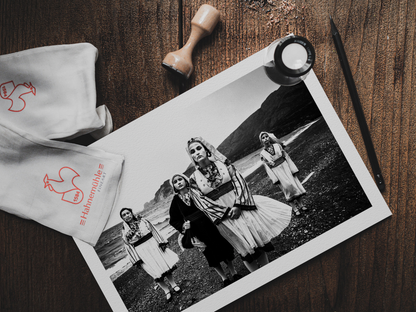 Black and White Photography Wall Art Greece | Costumes of Tilos island at sea Dodecanese Greece by George Tatakis - photo print on table